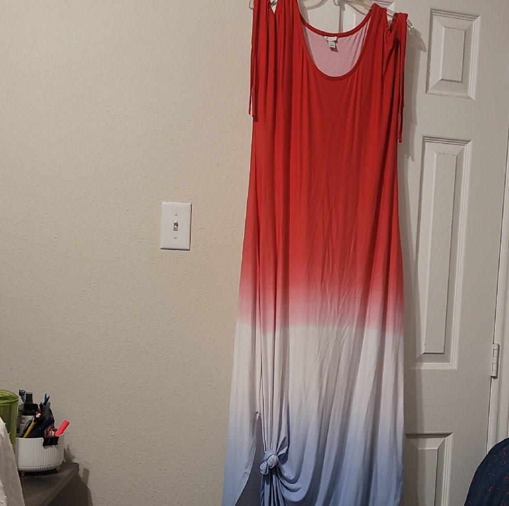 Cato Red and Blue Ombre Maxi Dress